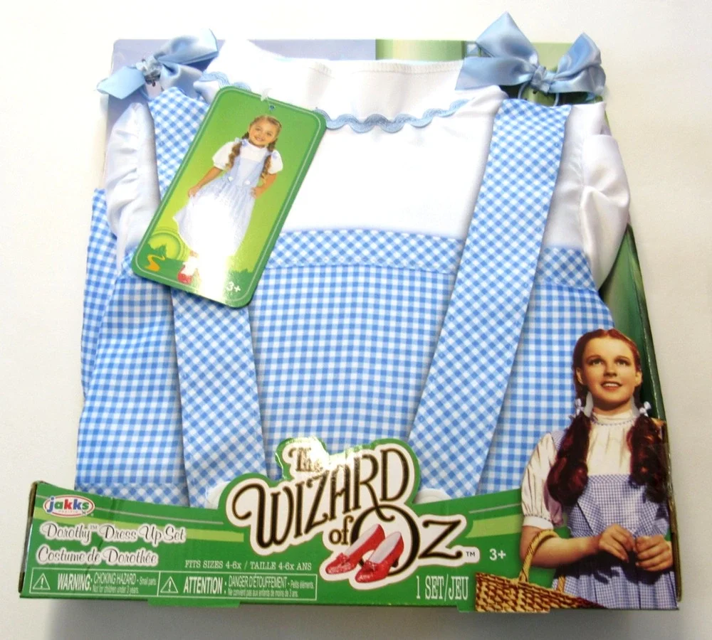 Wizard Of Oz Dorothy Costume Dress Up Set Jakks Pacific Size 4-6x DRESS AND BOWS